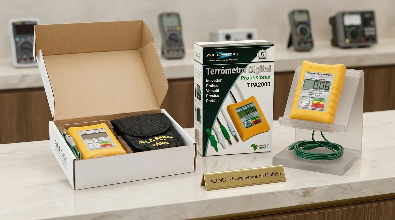 Medição de aterramento com terrômetro digital profissional