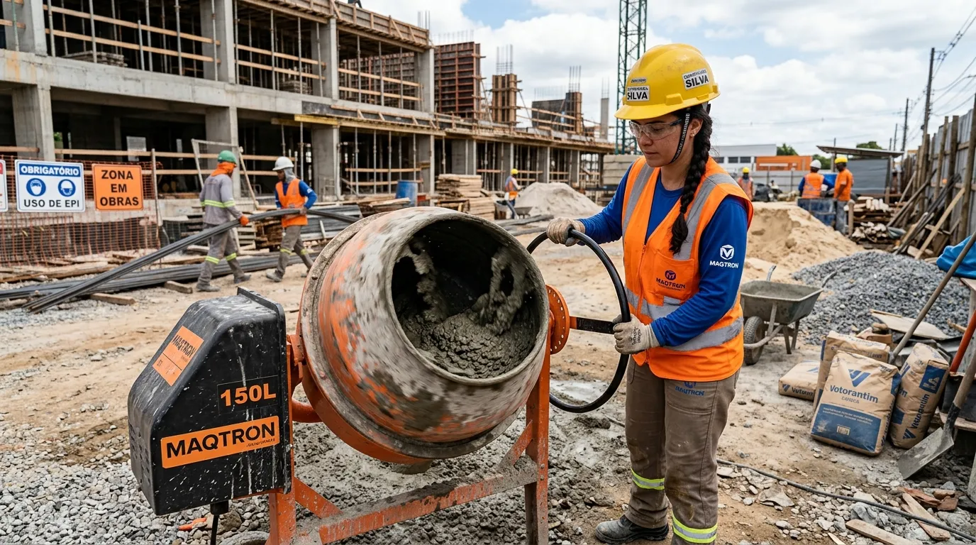Betoneira para mistura de concreto em obras